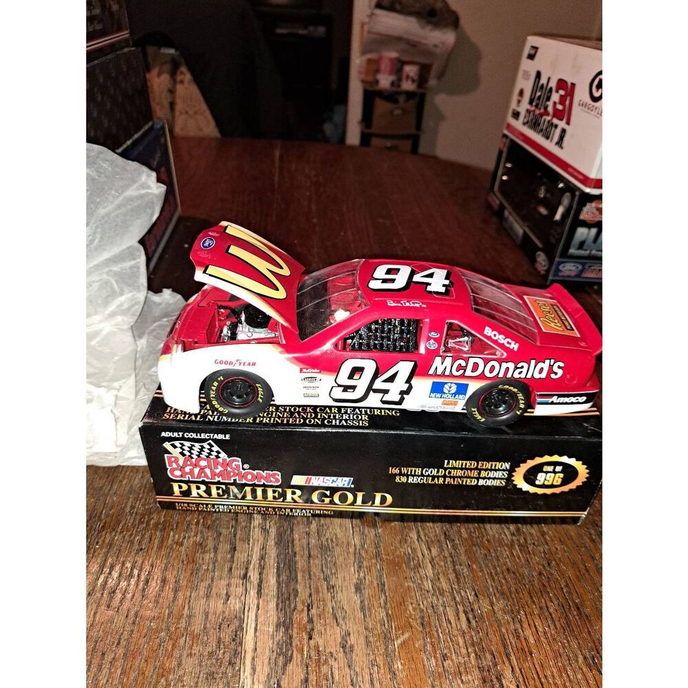Vintage 96 Racing Champions Gold Bill Elliott McDonald Die Cast Nascar Race Car